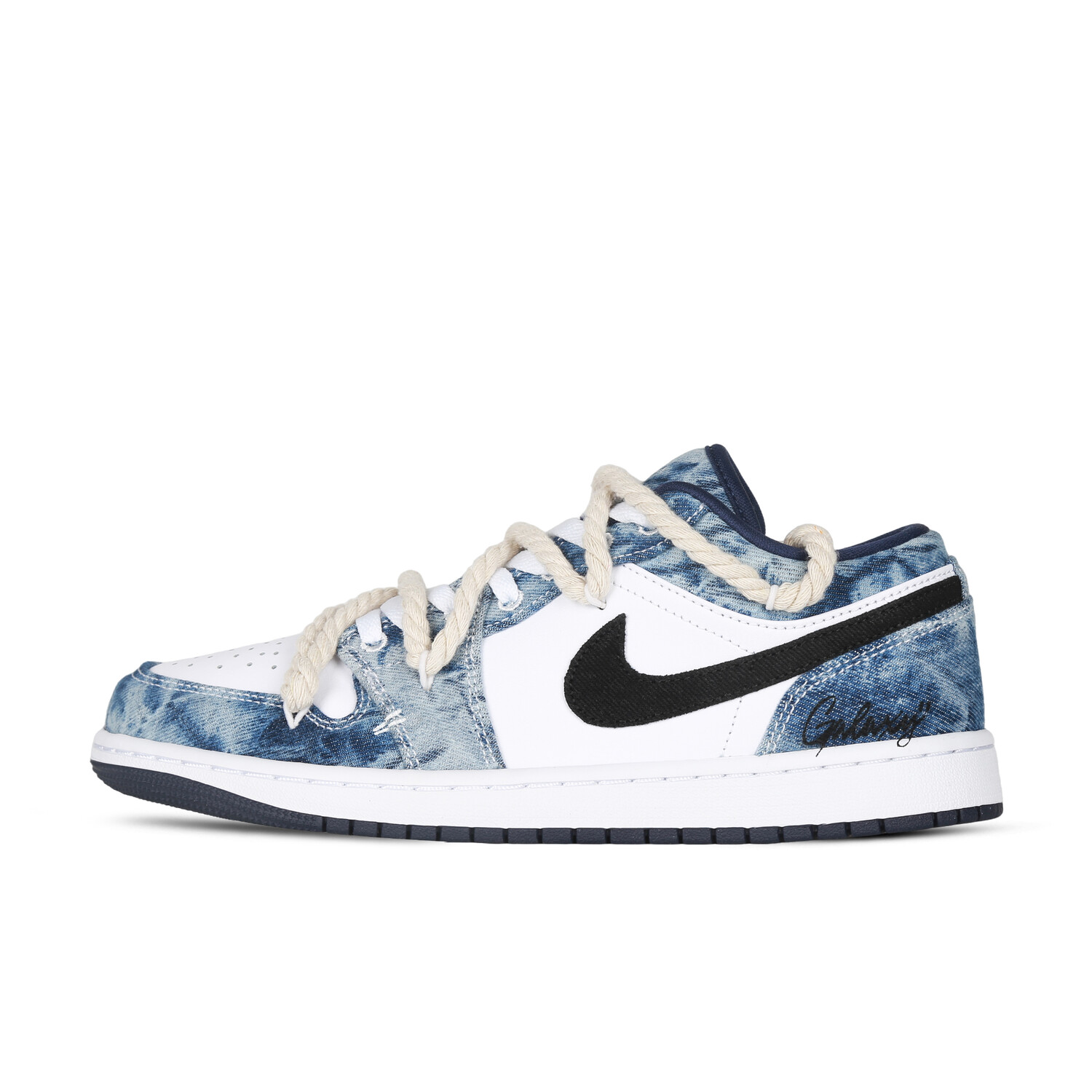 Кроссовки Air Jordan 1 Vintage Basketball Shoes Men Low-top White/blue/black, белый/синий