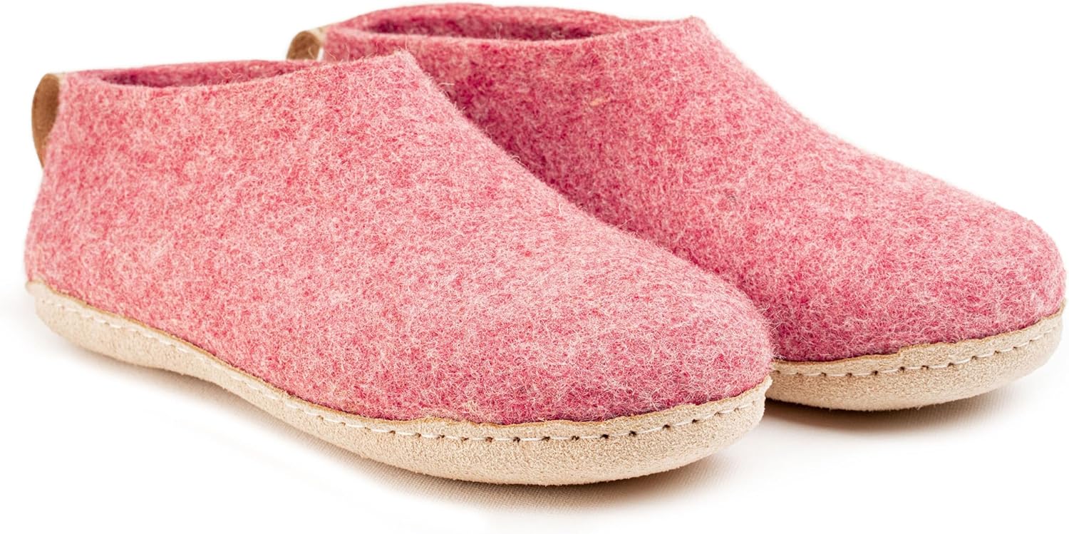 Тапочки Woolly из войлока с кожаной подошвой, Премиальная новозеландская шерсть, Ручная работа по итальянскому дизайну, Мягкие, дышащие и без запаха Woolly'S, розовый — фото 3