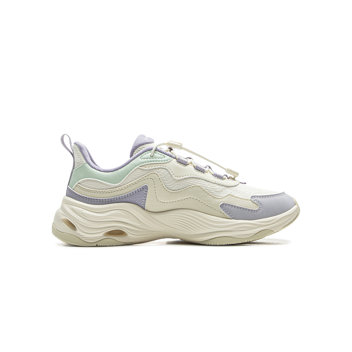 LINING YOUNG Кроссовки для детей из коллекции Sports Life Cloud River Low-Go. Цвет: восковой желтый/бежевый/фиолетовый, дымчато-голубой. — фото 2