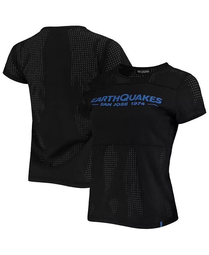 

Женская черная сетчатая футболка San Jose Earthquakes The Wild Collective