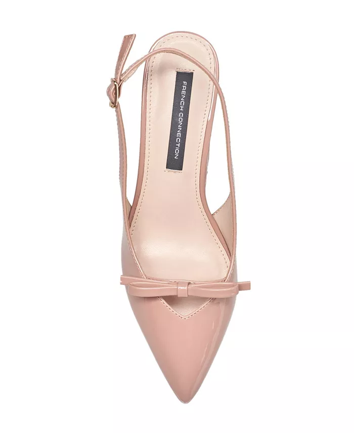 Женские балетки Quinny Slingback на низком каблуке French Connection, розовый — фото 4