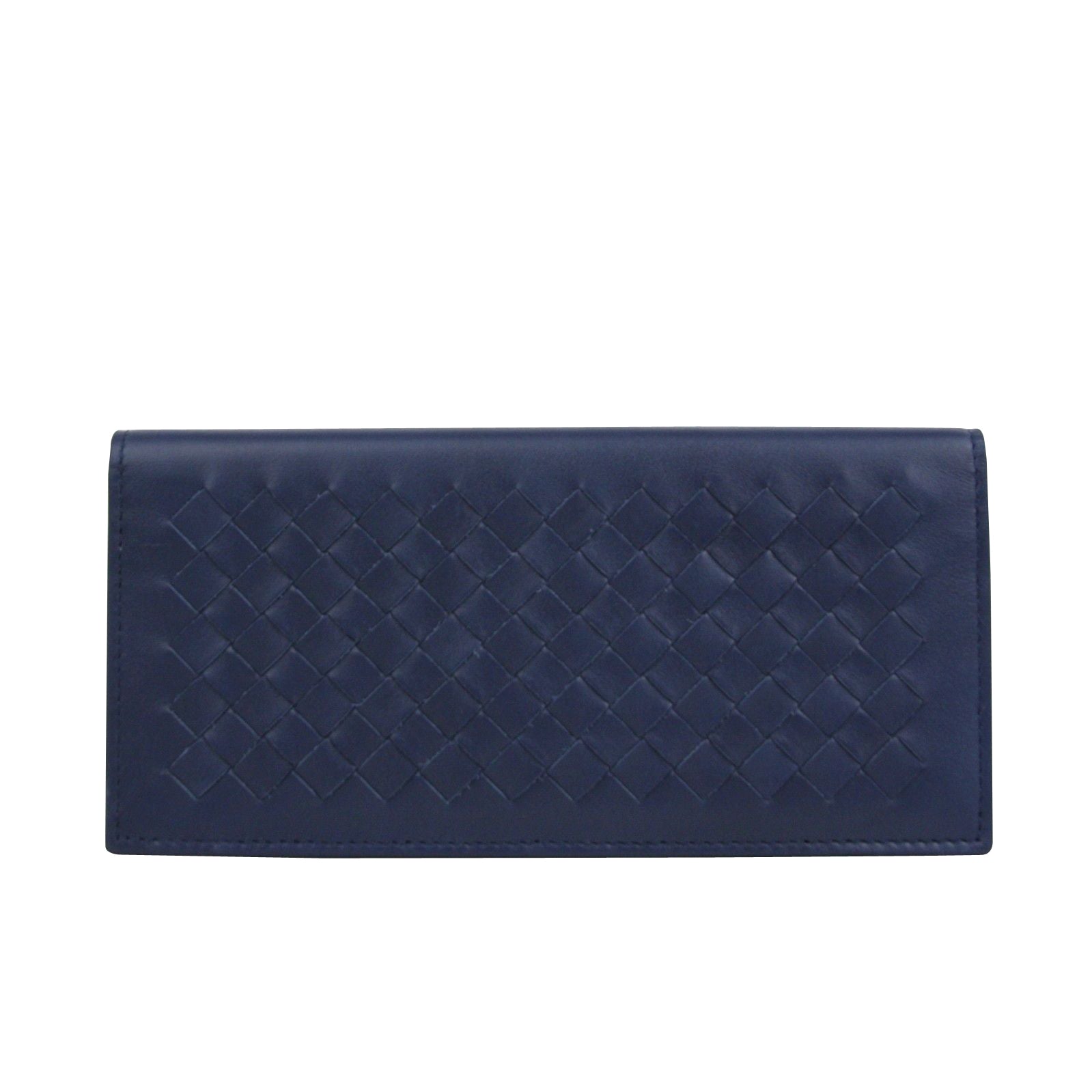 

Мужской кожаный длинный кошелек двойного сложения Bottega Veneta Intercciaco, цвет Navy Blue