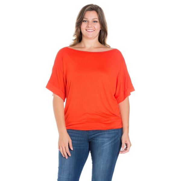 

Плюс сайз короткий рукав долман топ 24Seven Comfort Apparel, цвет carrot