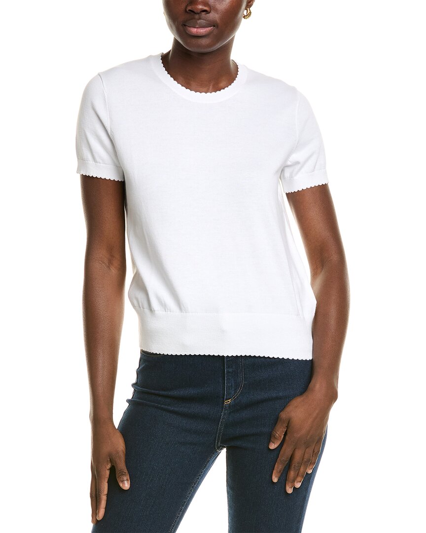 

Брукс Бразерс Вязаный свитер с фигурным краем Brooks Brothers, белый