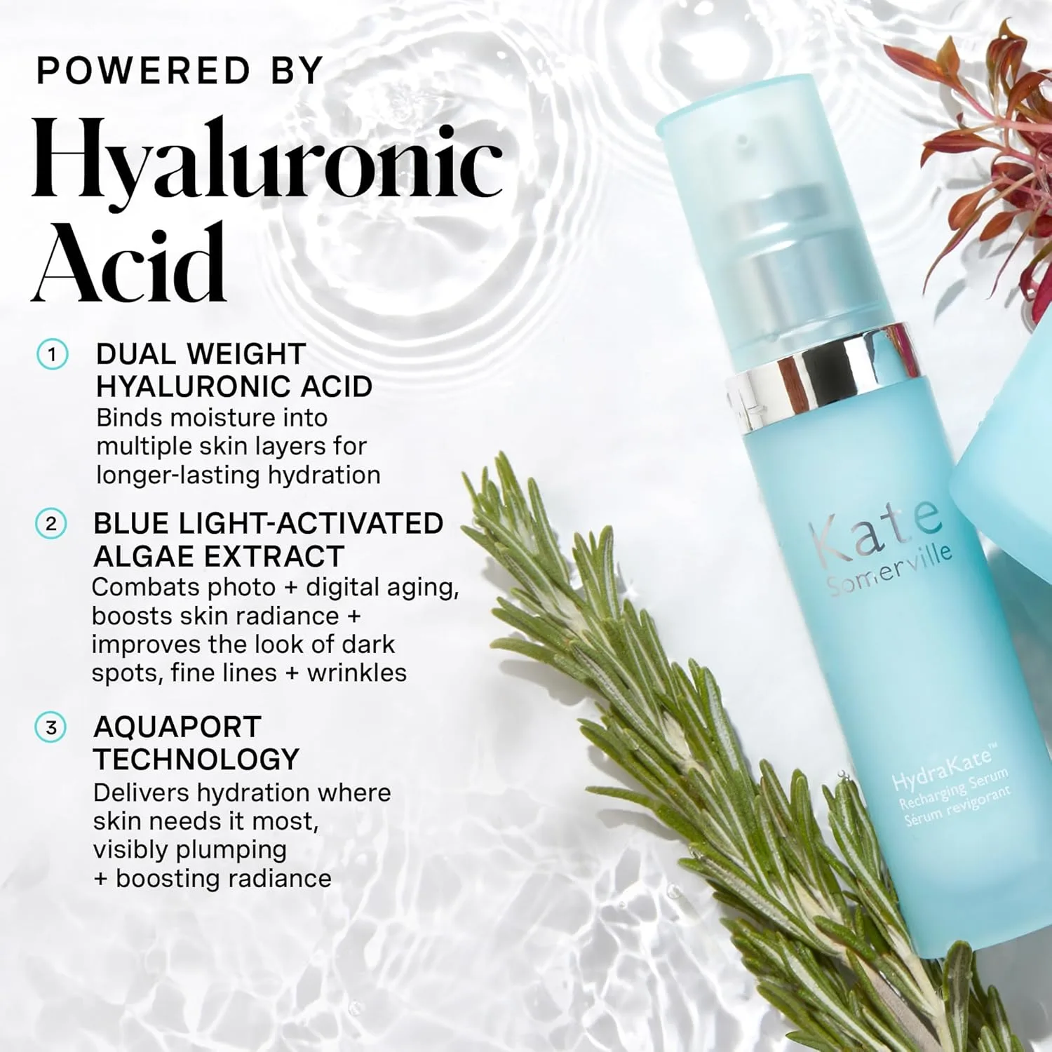 Сыворотка Kate Somerville — Для увлажнения кожи HydraKate Recharging Hydration Serum - увлажняющая двойного действия, 35 мл — фото 2