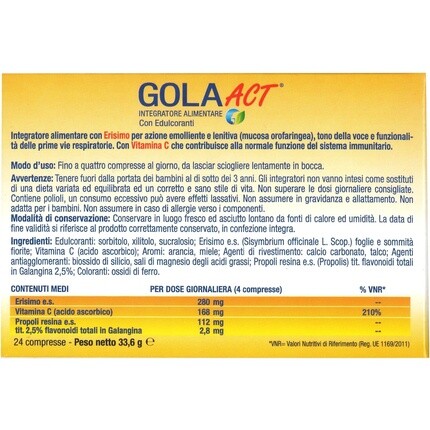 Linea Act Gola Act Добавка со вкусом меда и апельсина, 24 таблетки — фото 2