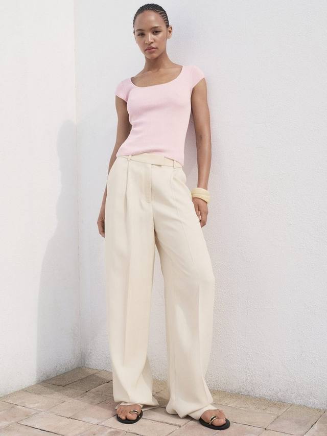 

Kiko топ с круглым вырезом Mango, Light Pastel Pink