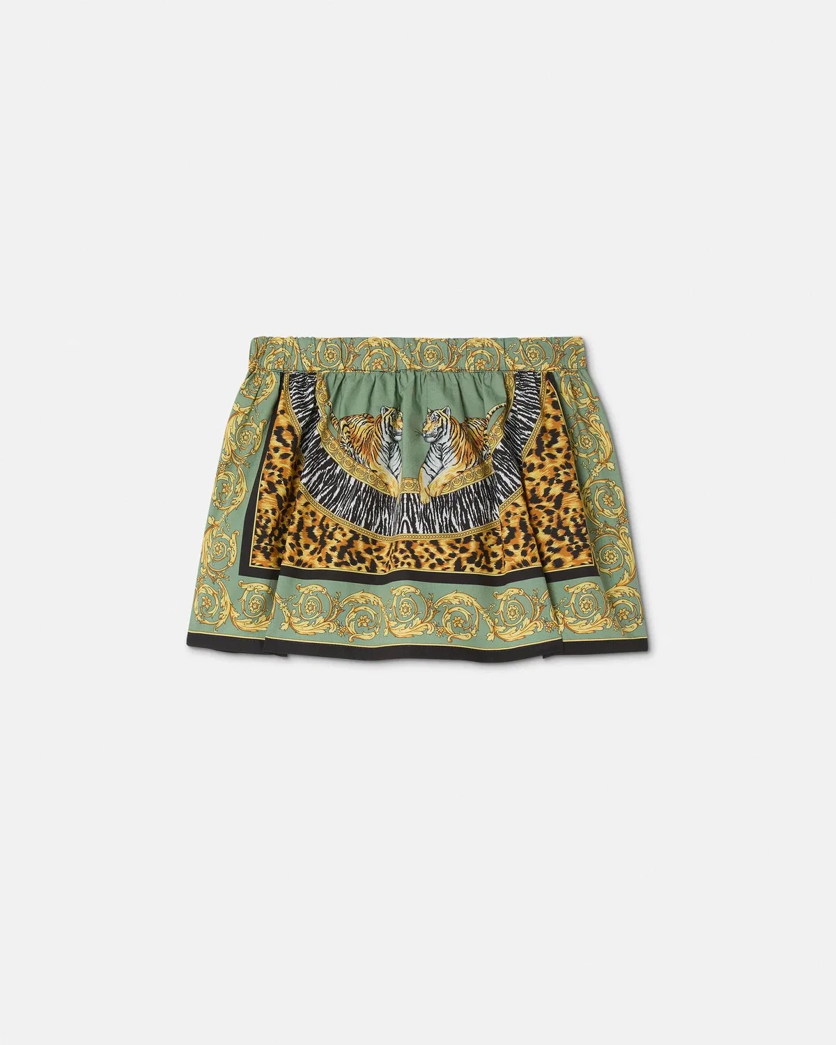 Детская юбка из хлопкового поплина с принтом VERSACE, мультиколор — фото 3