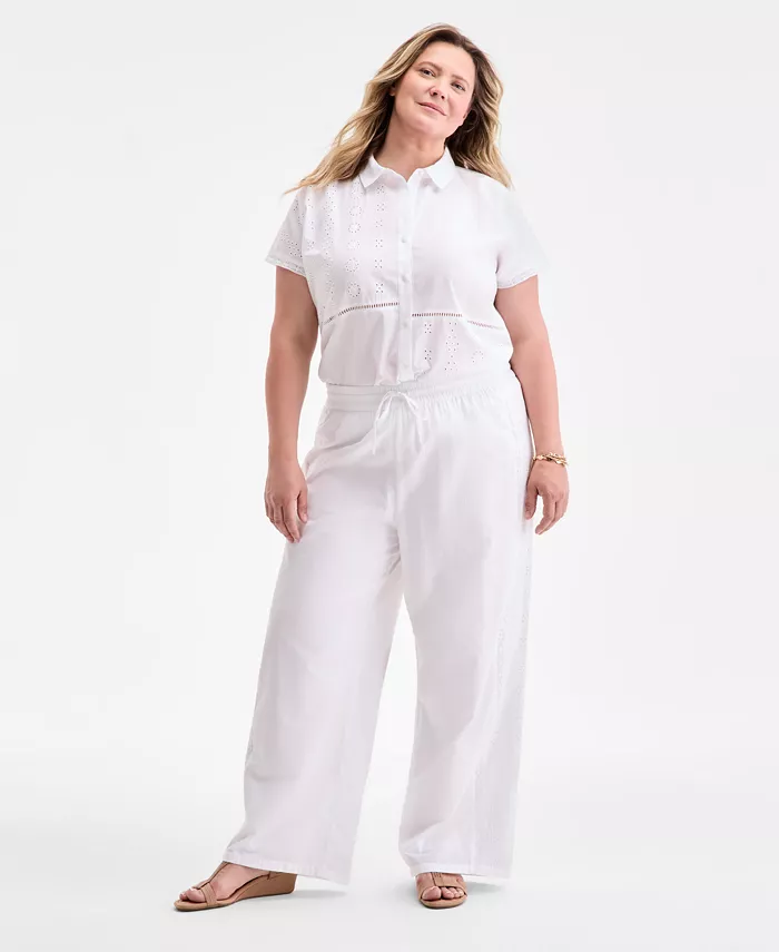 

Брюки больших размеров с люверсами Style & Co, белый