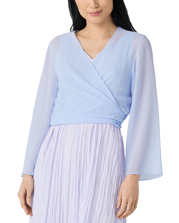 

Прозрачная шелковая куртка-пиджак-кимоно из шифона Georgette Silk Wrap Eileen Fisher, синий
