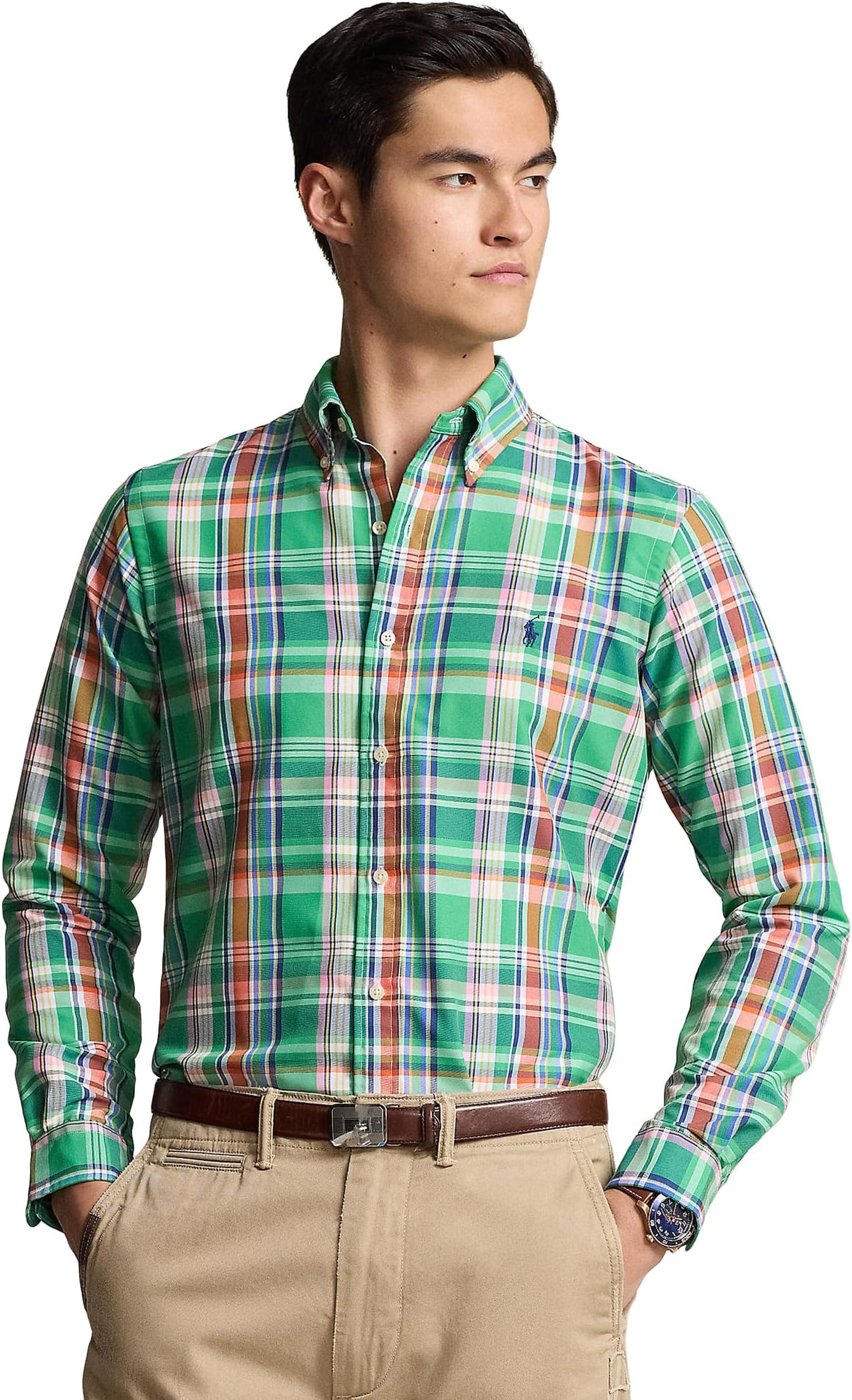 

Рубашка Polo Ralph Lauren Classic Fit Plaid Oxford Shirt, цвет Green/Blue Multi