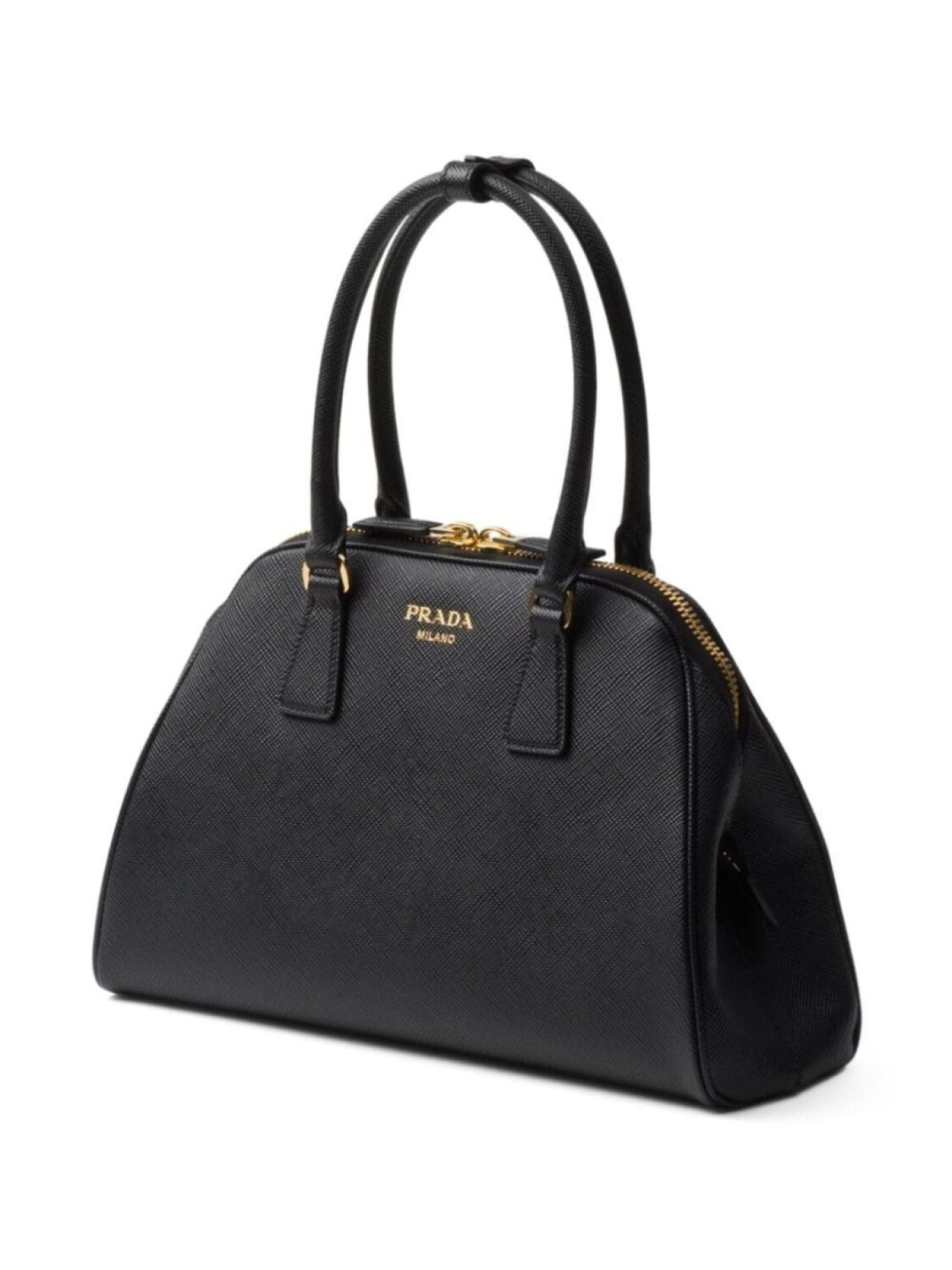 

Сумка-тоут Prada среднего размера из сафьяновой кожи, черный