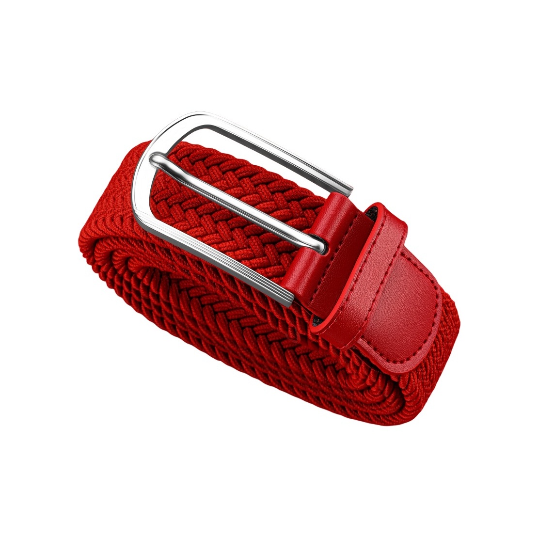 

Ремень унисекс из полиэстера и латексной нити, 34 см WARRIOR, серебро-tone with красный buckle