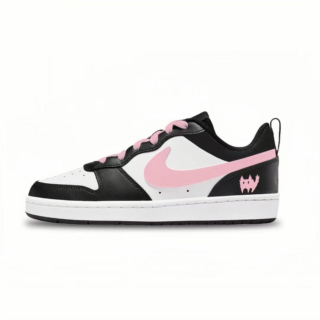 

Nike Court Borough Little Black Pink Abrasion Resistant низкие детские скейтбординг кроссовки unisex