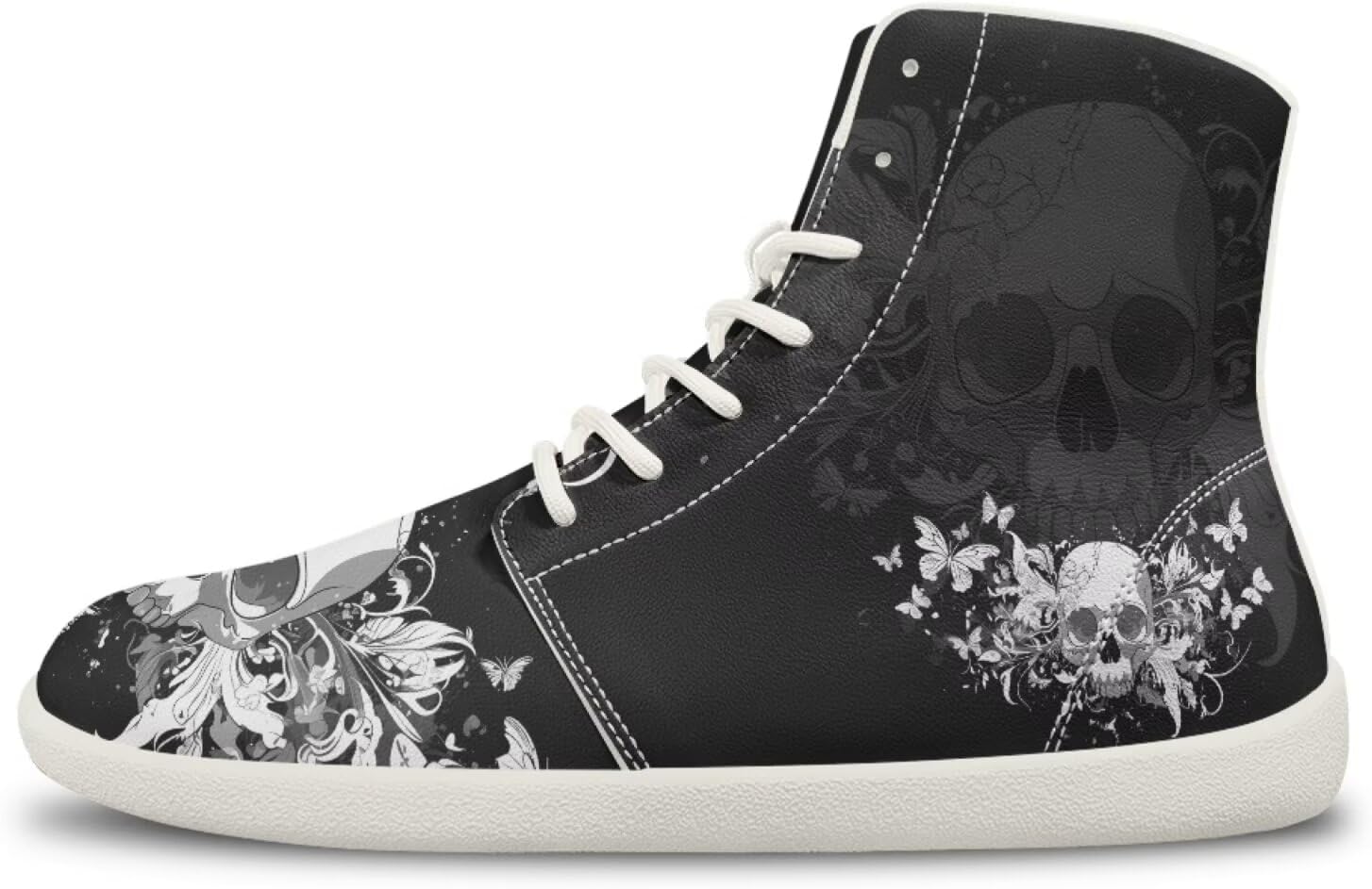 

Мужские кроссовки с черепом, высокие средней посадки, спортивные для бега, тенниса и активного отдыха, с ремешком Ecaestolph, белый/черный