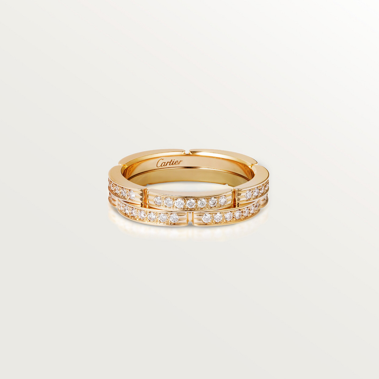 

Обручальное кольцо Cartier Alliance Maillon Panthère, deux rangs, semi-pavée, желтое золото