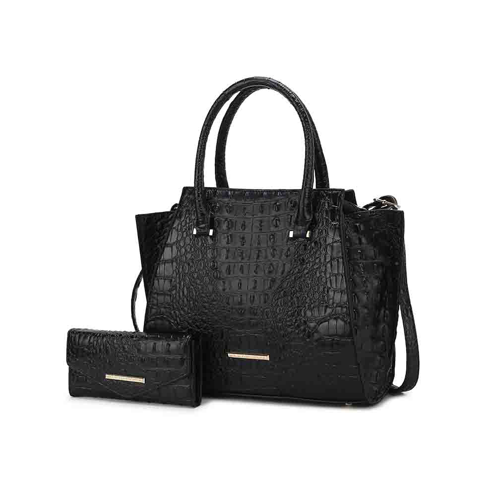 

Сумка-тоут Viridiana Luxe с тиснением под крокодила. Элегантная и универсальная сумка MKF Collection By Mia K., черный