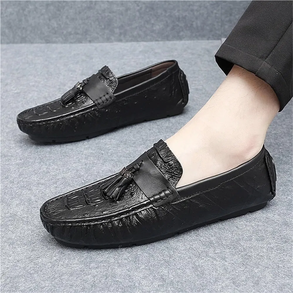 Лоферы мужские из искусственной кожи, на каблуке, Slip-On, Black UOPYNE — фото 2