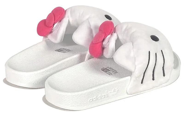 Тапочки оригинал x hello kitty adilette слайдеры Adidas, белый — фото 4