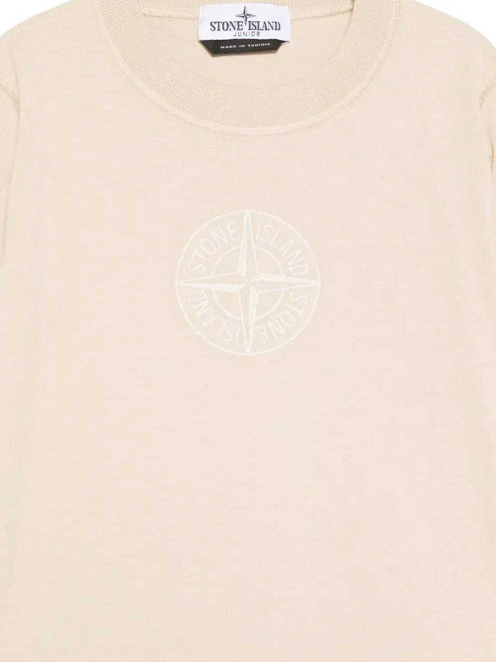 Футболка с вышитым логотипом Stone Island Junior, нейтральный — фото 3