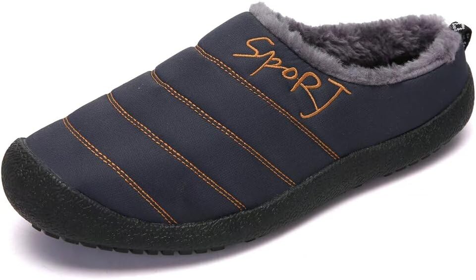 

Мужские и женские водоотталкивающие теплые хлопковые тапочки для дома и улицы в холодную погоду Zonkacen, темно-синий