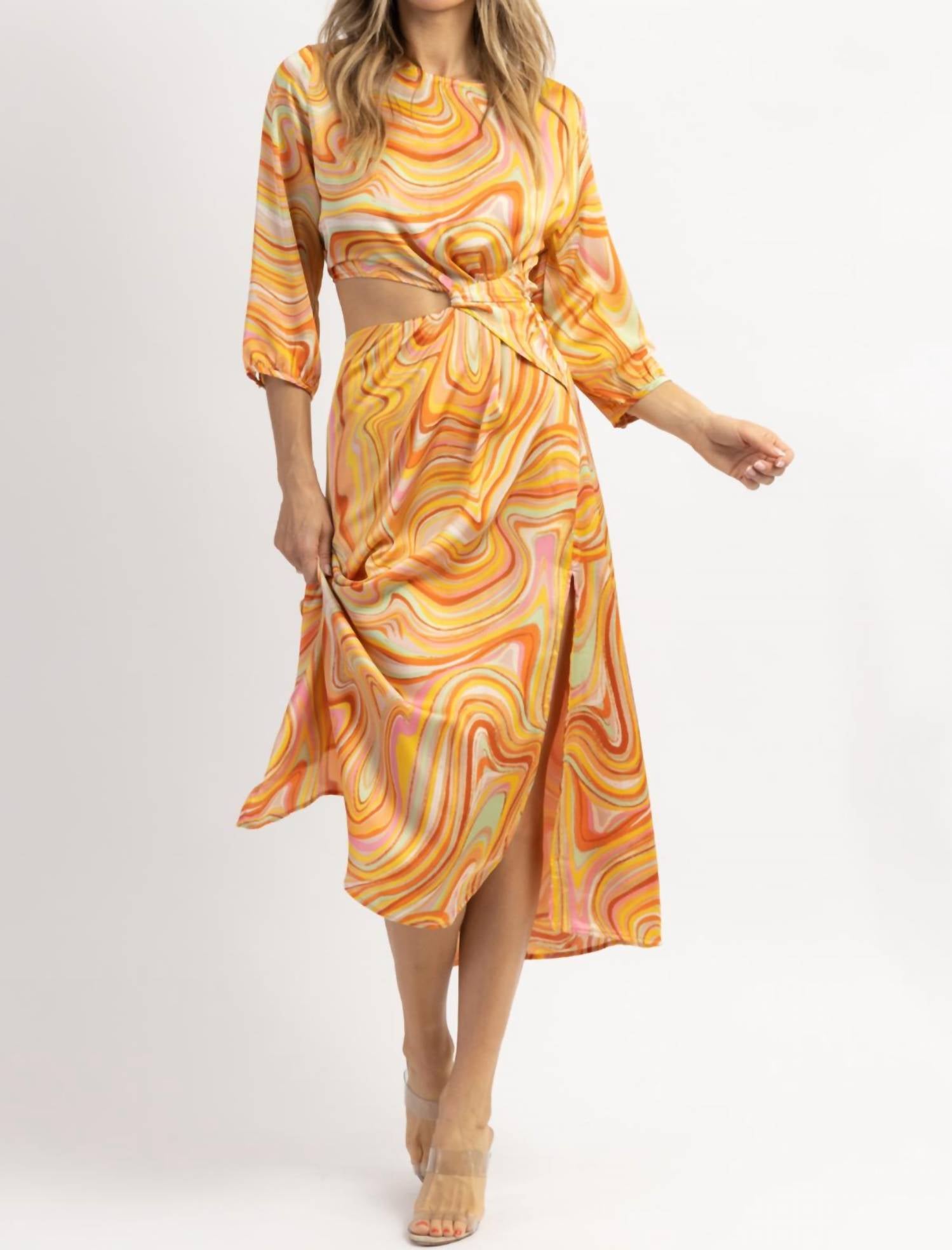 

Платье макси Sundown Marble желтого цвета DRESS FORUM