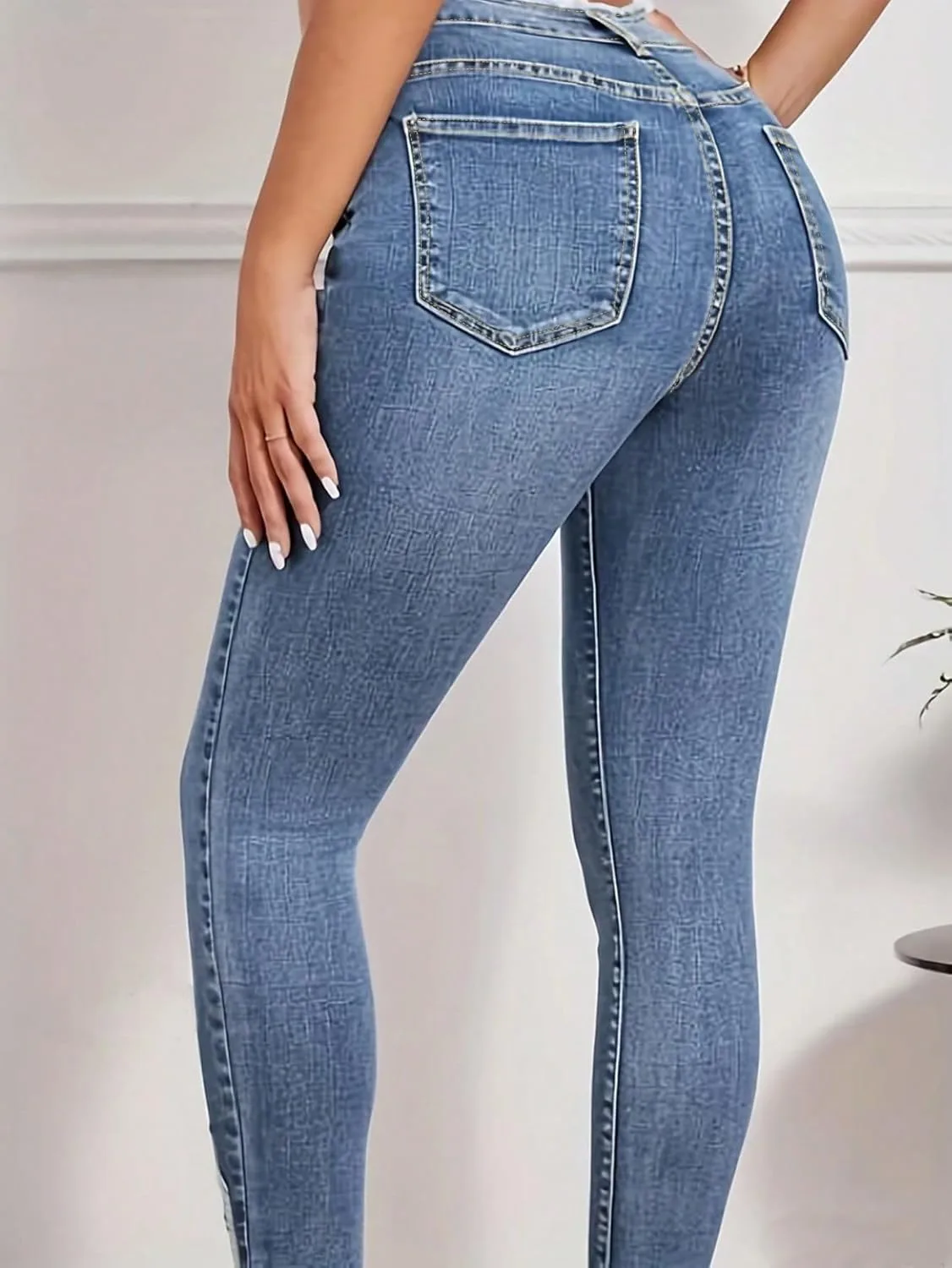 

Женские джинсы скинни с высокой талией и эффектом tummy control WGXWGX