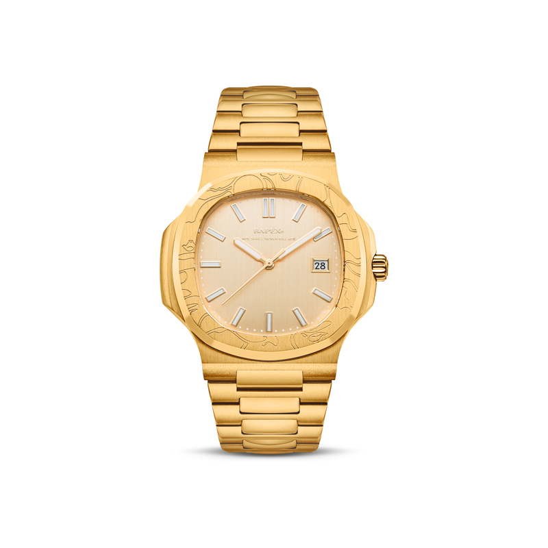 

A BATHING APE Часы Bape Type 10 Bapex Watch Gold, Gold Dial GDX