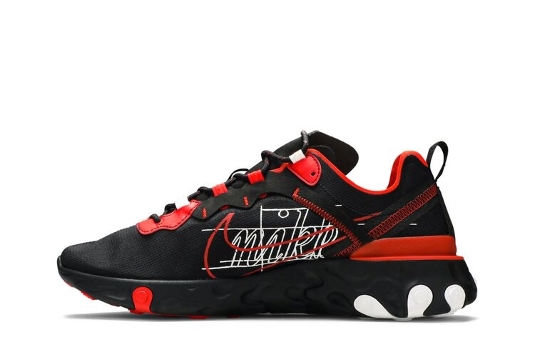 Кроссовки Nike React Element 55 'Script Swoosh', черный — фото 3