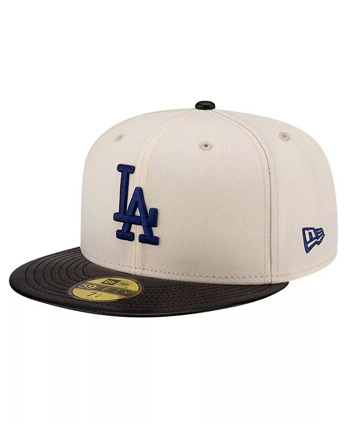 

Мужская кремовая кепка Los Angeles Dodgers Game Night из кожи с козырьком 59fifty New Era