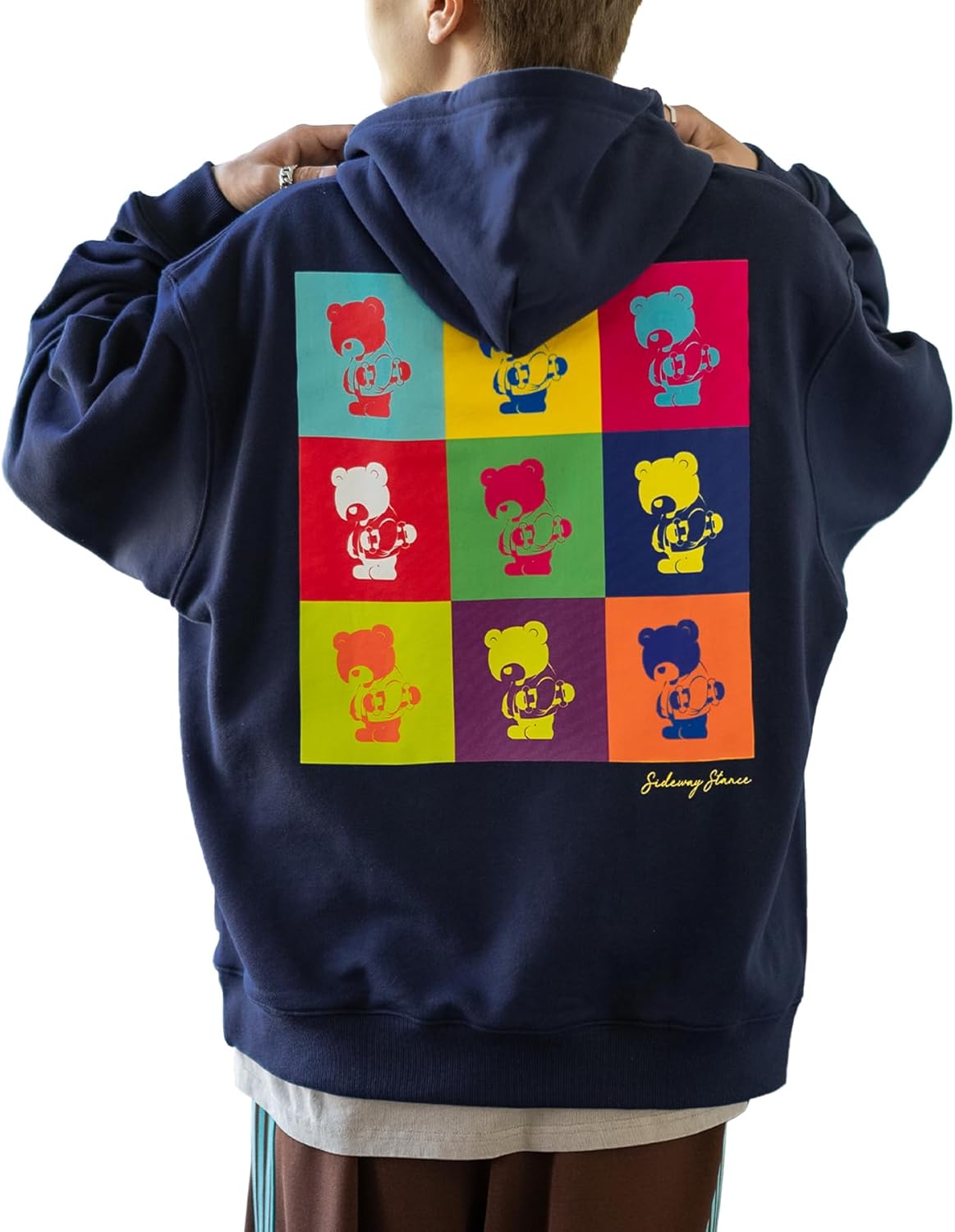 

Толстовка с капюшоном Inprobes Sidewance, красочная флисовая толстовка с капюшоном в виде медведя-скейтбордиста Downer Bear, мужская Improves, темно-синий