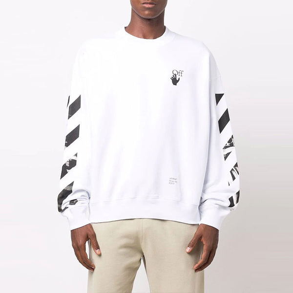 Толстовка men's fw21 arrow logo printing pullover round neck loose fit white Off-White, белый — фото 2