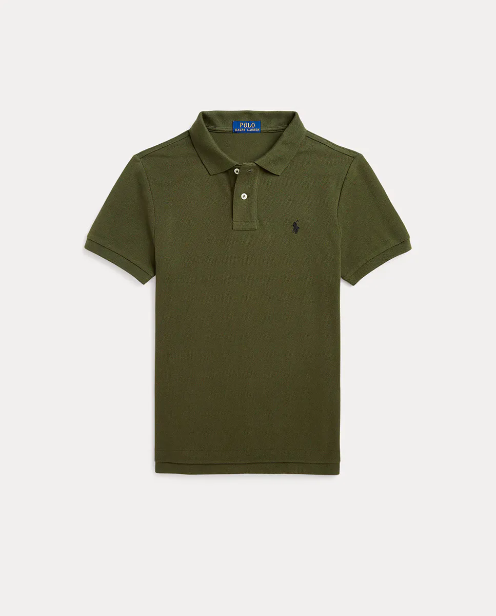

Приталенная рубашка-поло из хлопка для мальчиков Polo Ralph Lauren, темно-зеленый
