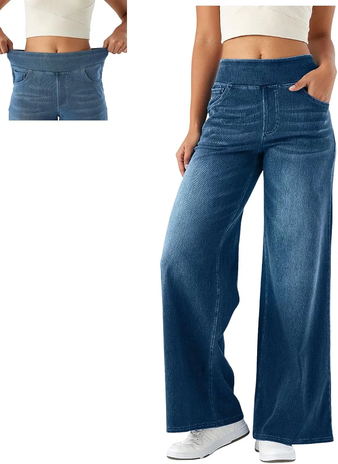 Джинсы свободные Wide Leg Jeans, Синий
