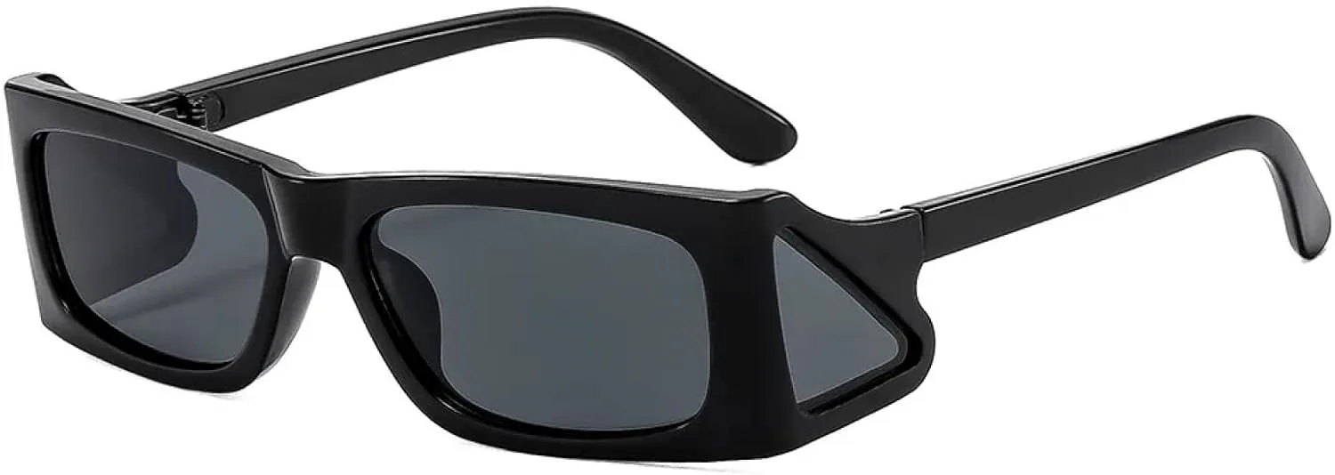 

Винтажные прямоугольные солнцезащитные очки для женщин и мужчин в стиле панк, популярная оправа, роскошные, с защитой от УФ-излучения UV400 TYUVIVO, Black Black