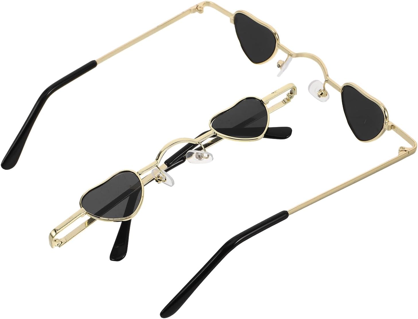 

Hemoton 2 шт. Солнцезащитные очки в форме сердца, миниатюрная металлическая оправа, ретро-стиль, защита от УФ-излучения, для женщин и мужчин, для путешествий, вечеринок и повседневного использования, Black