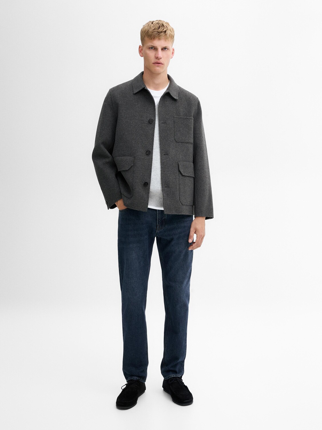 

Дубль Куртка из 100% шерсти с карманами Massimo Dutti, серый