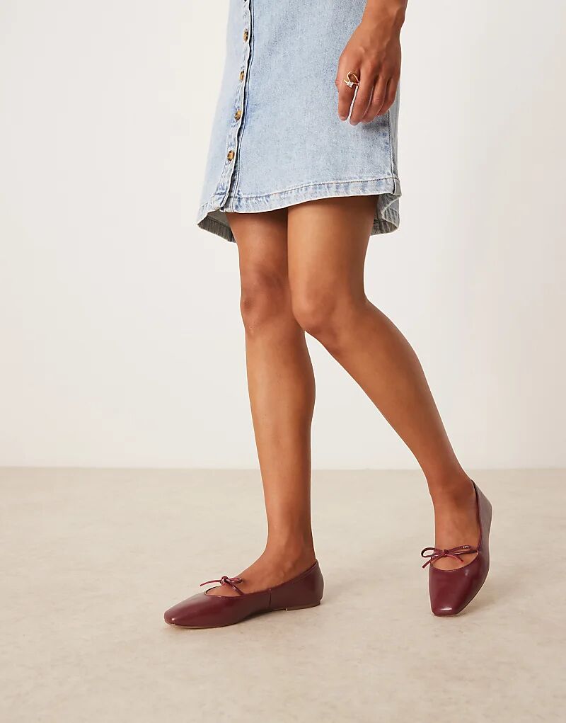 Балетки Мэри Джейн с бантом от ASOS DESIGN Lilah в бордовом цвете — фото 3