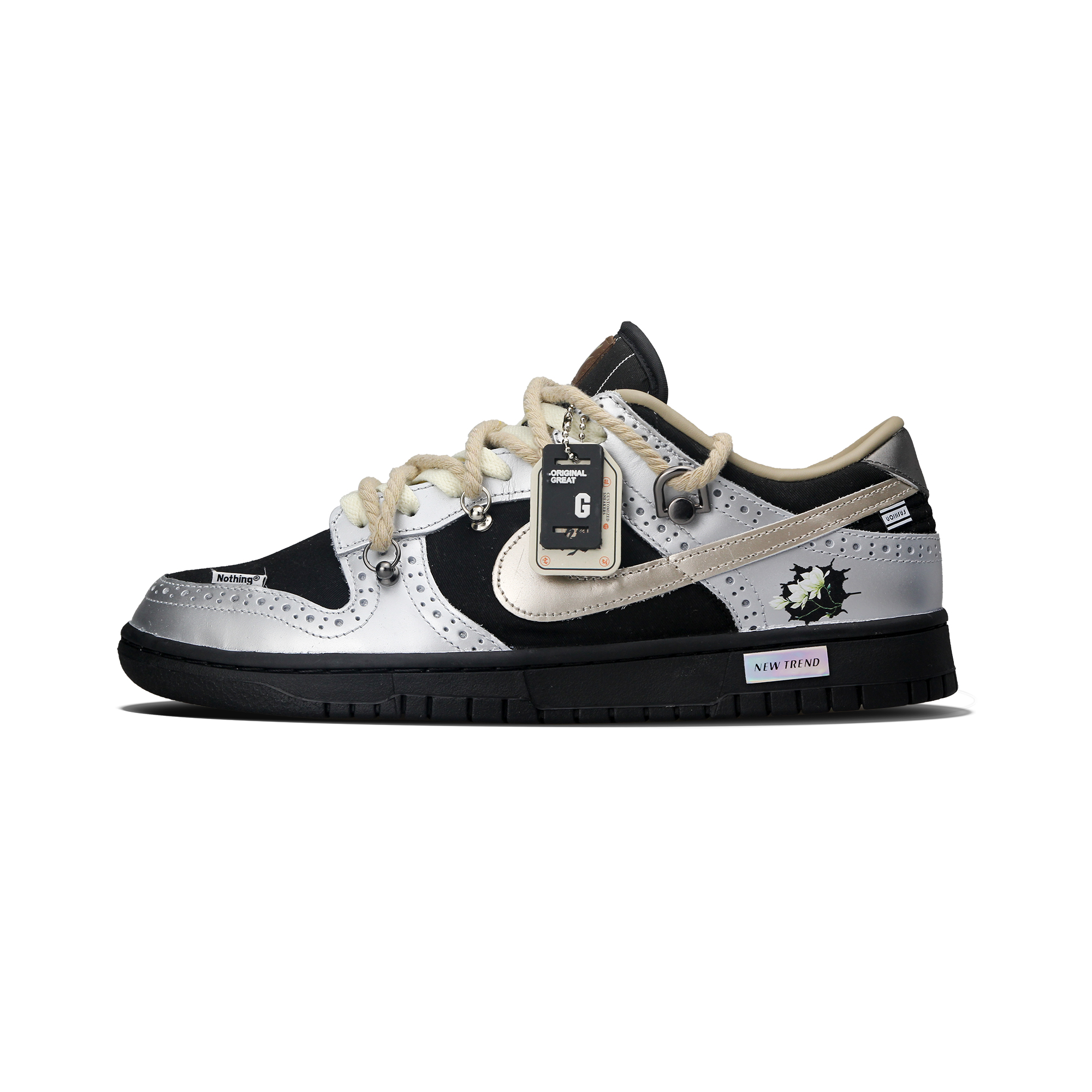 

Кроссовки Nike Dunk Skateboarding Shoes Women's Low-top Silver/Black, черный