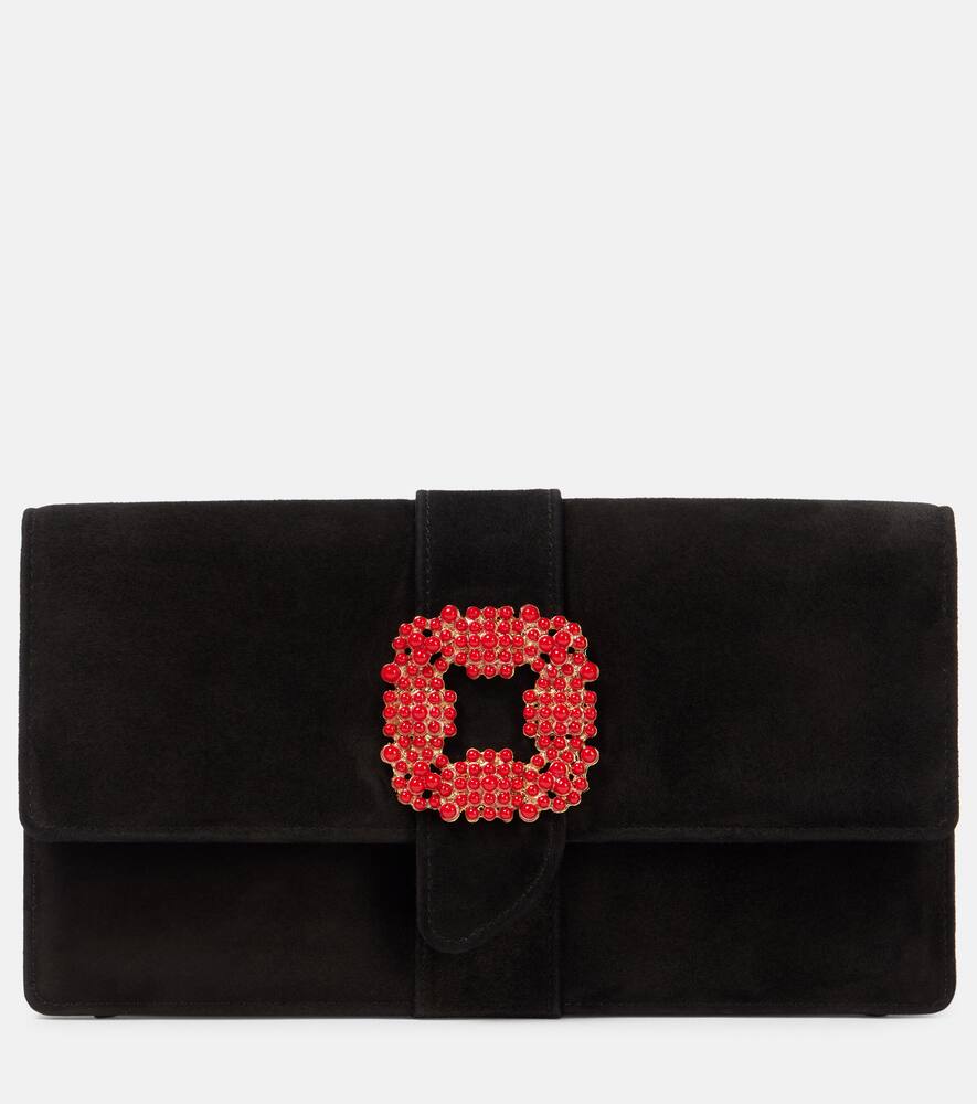 

Клатч из замши с декором capri Manolo Blahnik, Blck(0015)/Yoth(994K)