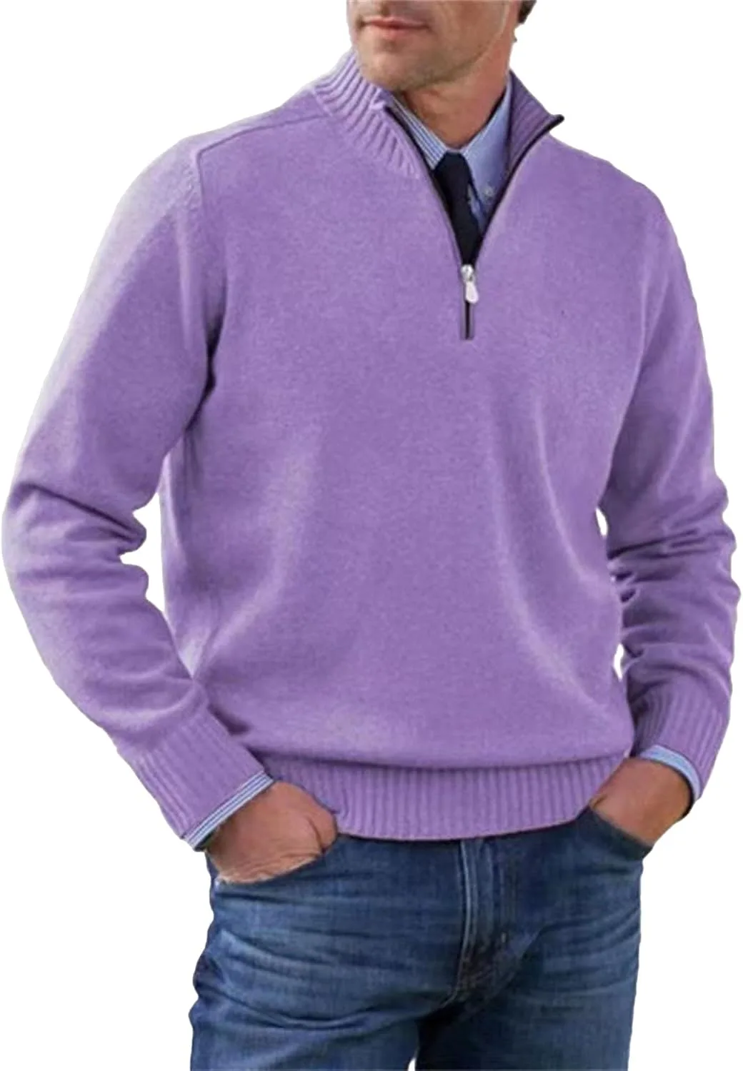 Трикотажный свитер на четверть молнии для мужчин Casual Soft Touch Generic, Color 15 — фото 4
