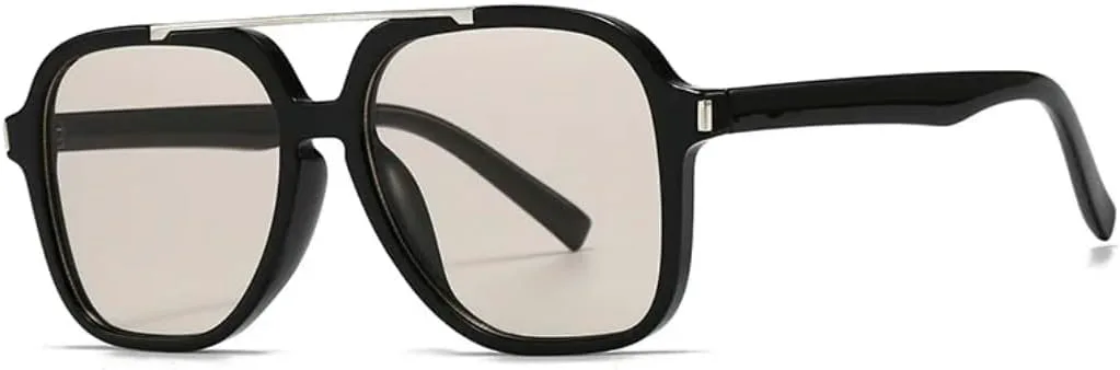 

Ретро-солнцезащитные очки с двойной оправой, квадратной формы, для женщин, модные, повседневные, для мужчин, защита от УФ-излучения UV400 UATXTAU, Black Light Tea