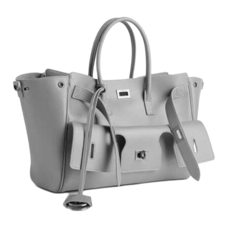 Balenciaga Женская сумка через плечо из коровьей кожи в облачно-сером цвете — фото 3