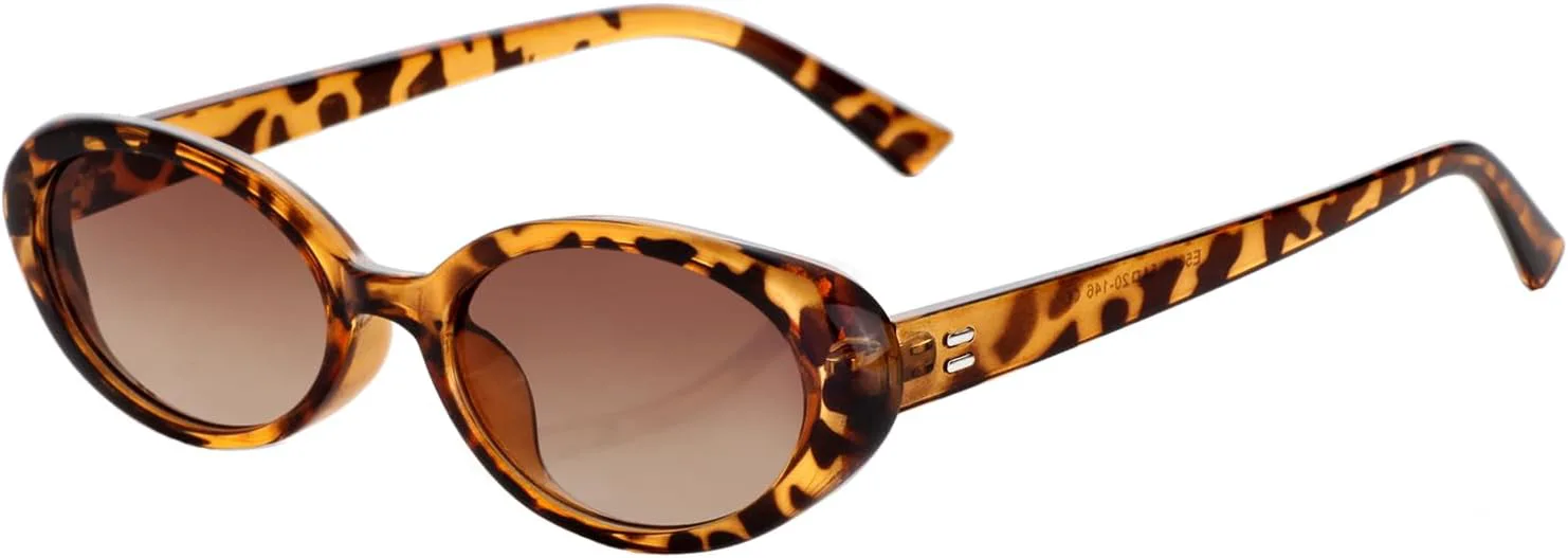 

Ретро овальные солнцезащитные очки для женщин и мужчин в стиле 90-х, винтажные, маленькие, с защитой от УФ-излучения UV400 Teumire, A02 Leopard/Gradient Brown