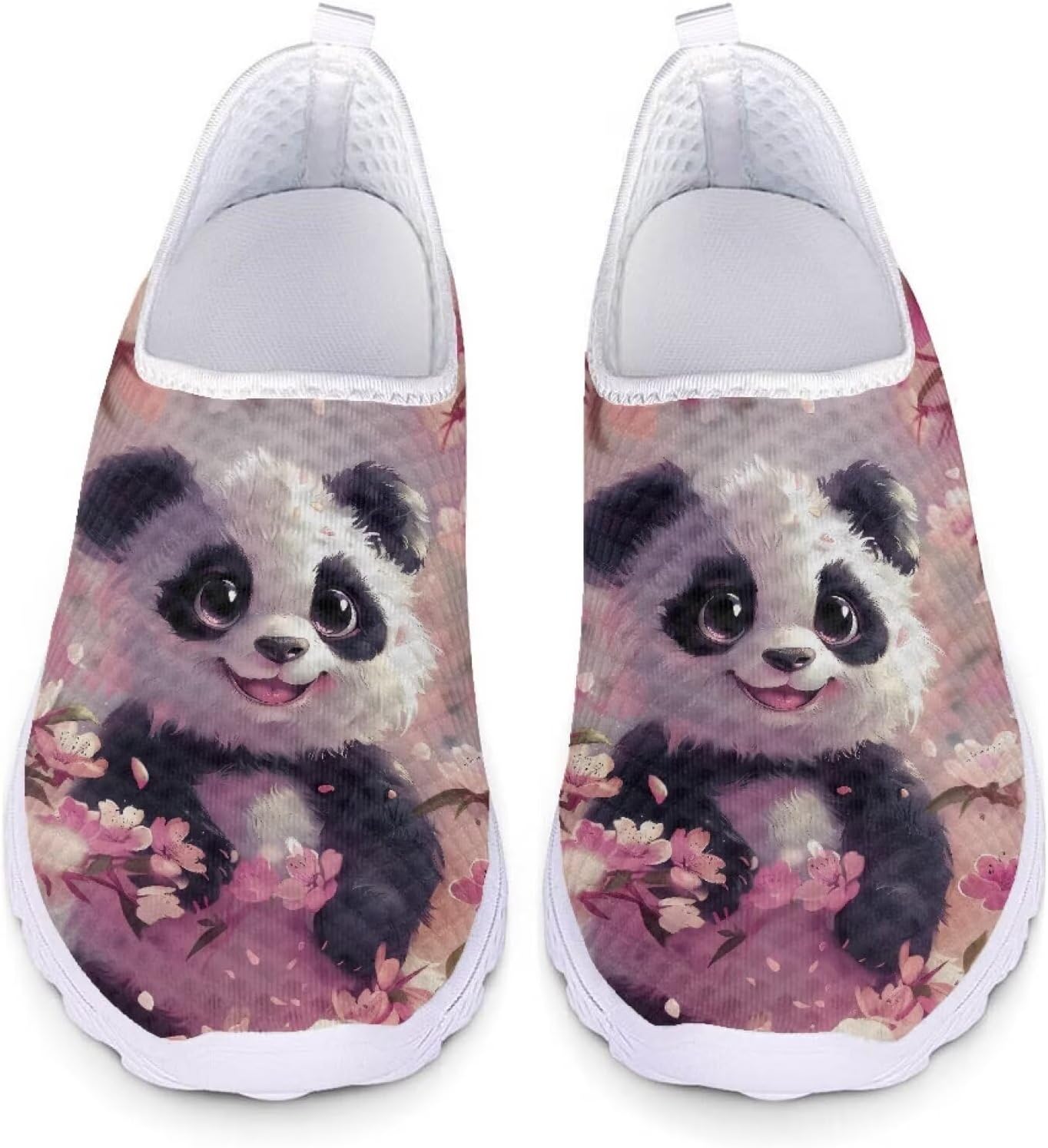 

Кроссовки для ходьбы для женщин и мужчин, спортивные кроссовки, плоская сетчатая обувь, дышащие кроссовки Xixirimido, Panda Cherry Blossom