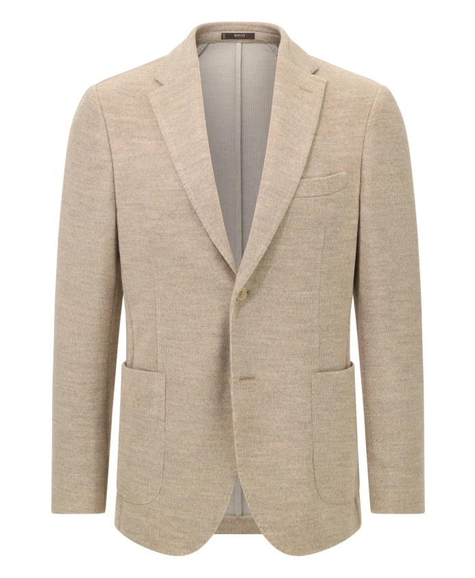 

Блейзер из микротекстурированного шерстяного трикотажа Boggi Milano, бежевый