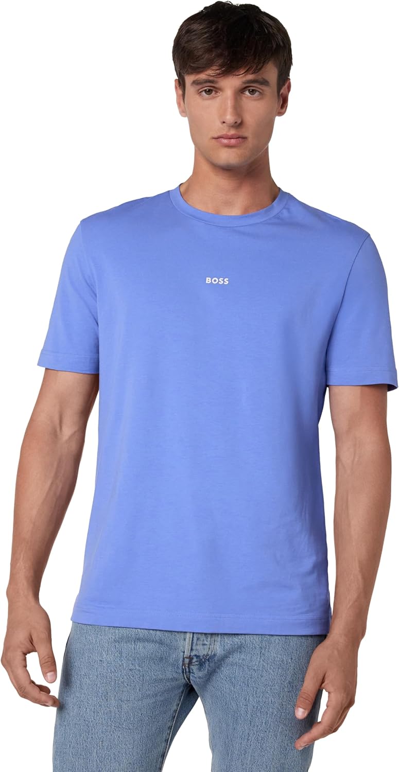 

Мужская хлопковая футболка BOSS с логотипом на груди, стандартного кроя, Baja Blue, Синий, Мужская хлопковая футболка BOSS с логотипом на груди, стандартного кроя, Baja Blue
