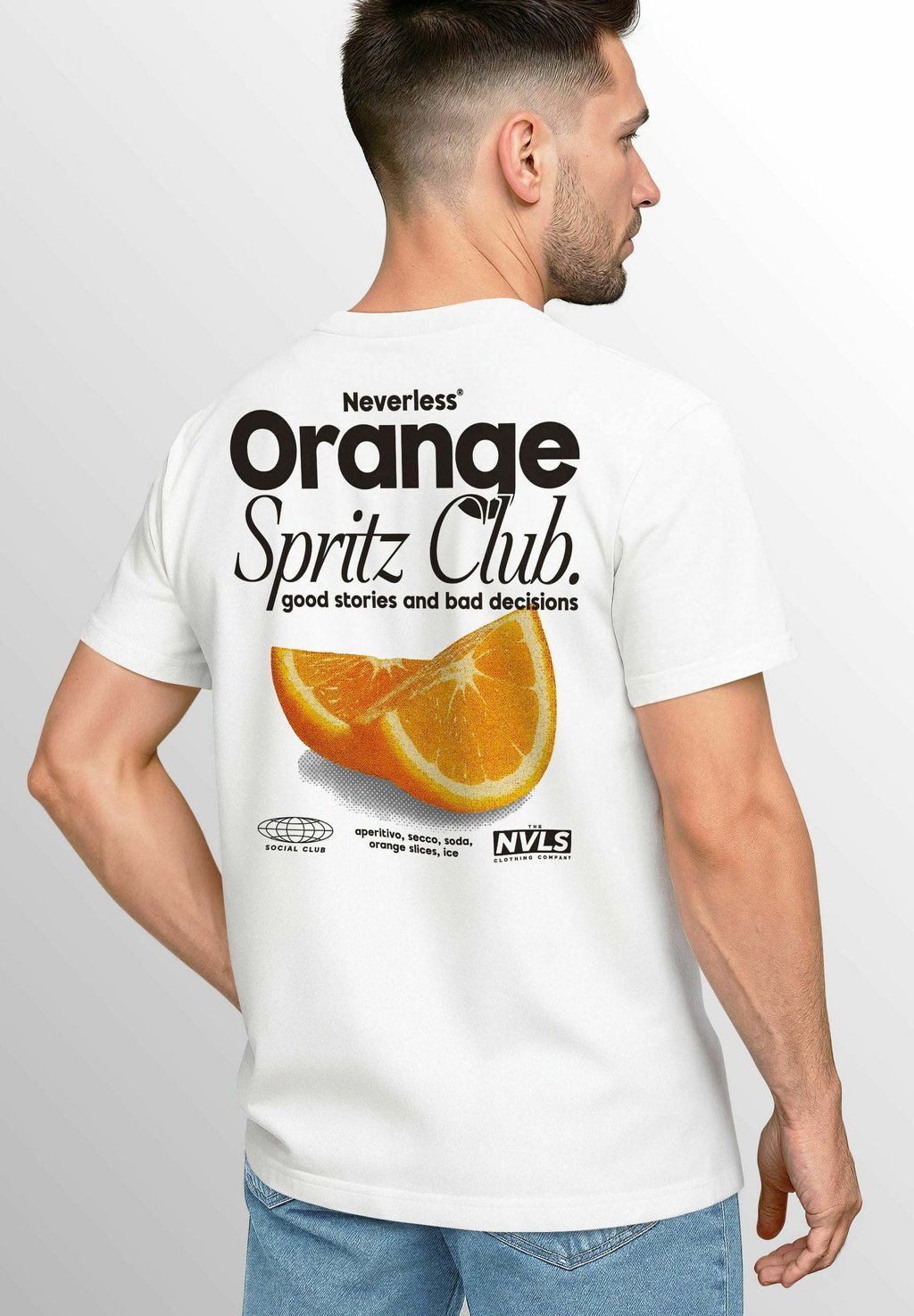 

Футболка с принтом BACK ORANGE CLUB GRAFIK SOMMER FASHION Neverless, белый