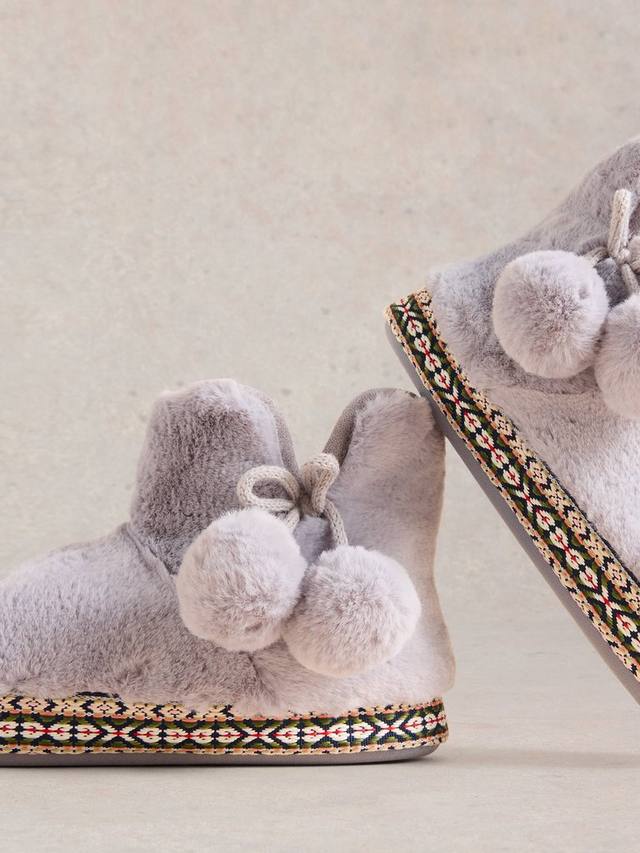 Тапочки-пинетки из искусственного меха White Stuff, цвет Lavander Grey — фото 3