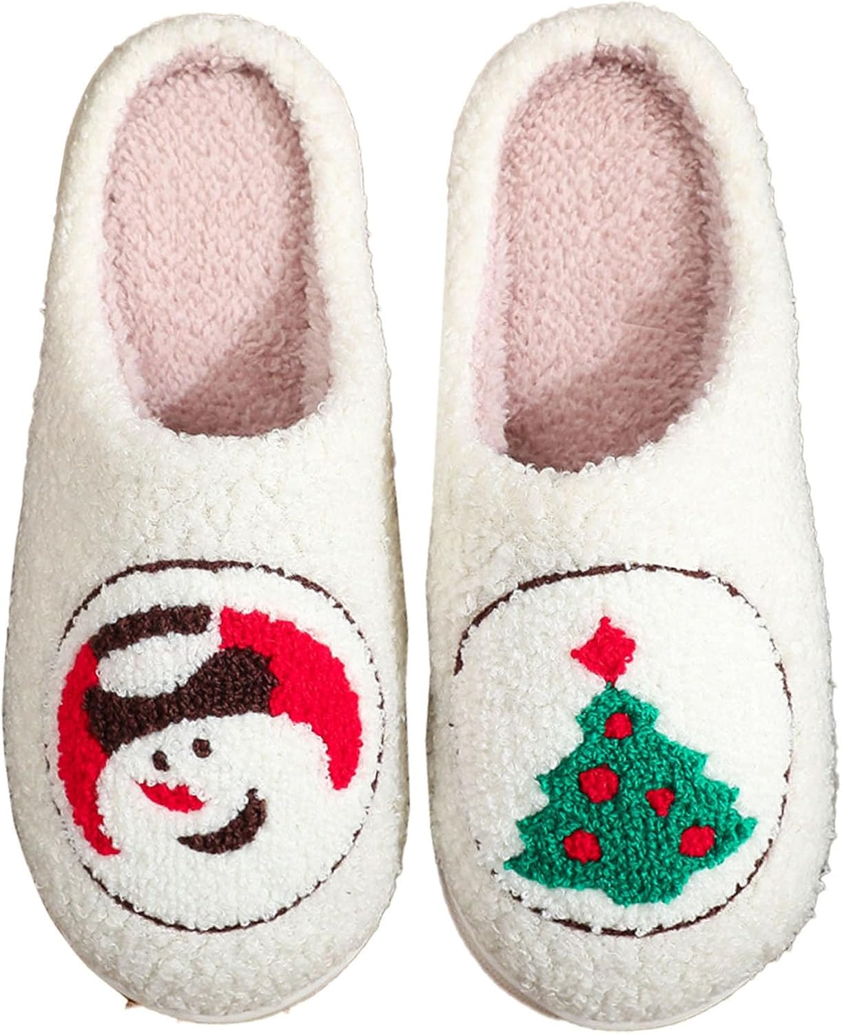 

Рождественские хлопковые тапочки зимние плюшевые с мультяшным оленем, печеньем и Санта-Клаусом для дома, хлопковые домашние туфли Oukisam, 012 Snowman